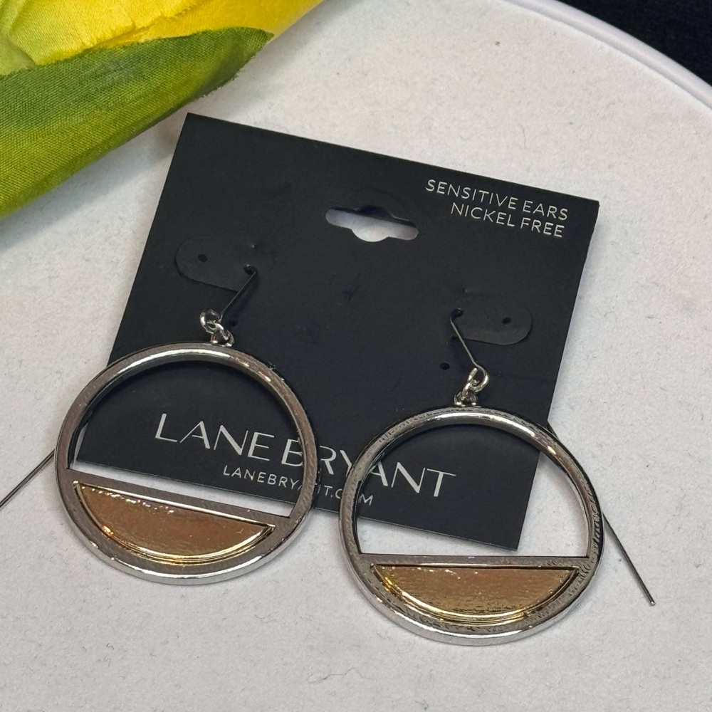 Lane Bryant Silver & Gold Tone Dangling Statement Earrings 2.25 inch